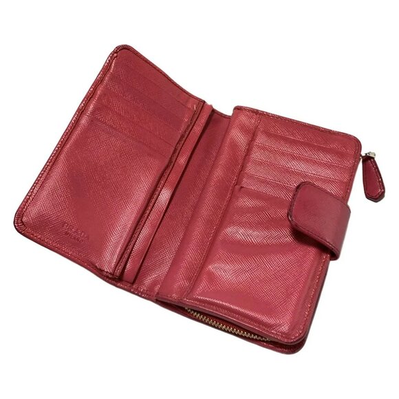 Auth PRADA - 1M1225 Pink Leather Bifold Wallet - Picture 6 of 7